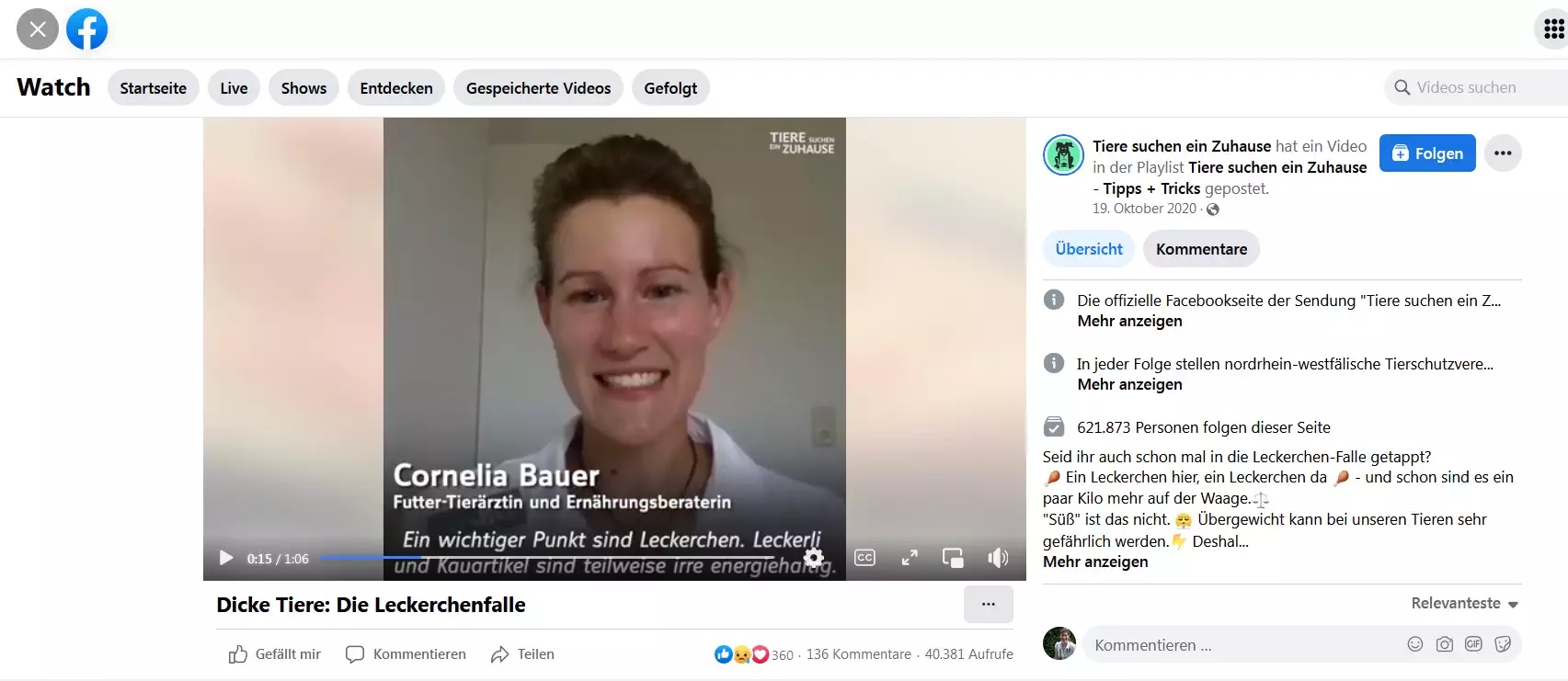 Futter-Tierärztin Cornelia Bauer - Tiere suchen ein Zuhause - Video-Reihe Dicke Tiere